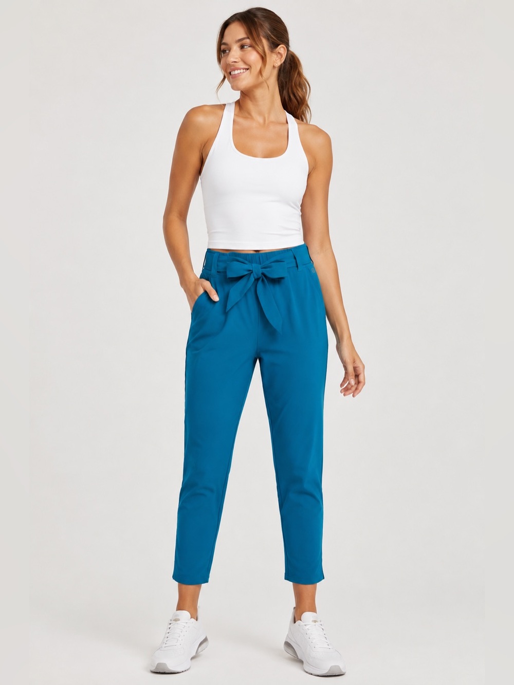 CALIA Self Belt Ankle Pants Ink Blue Women’s Size Medium Tie Waist